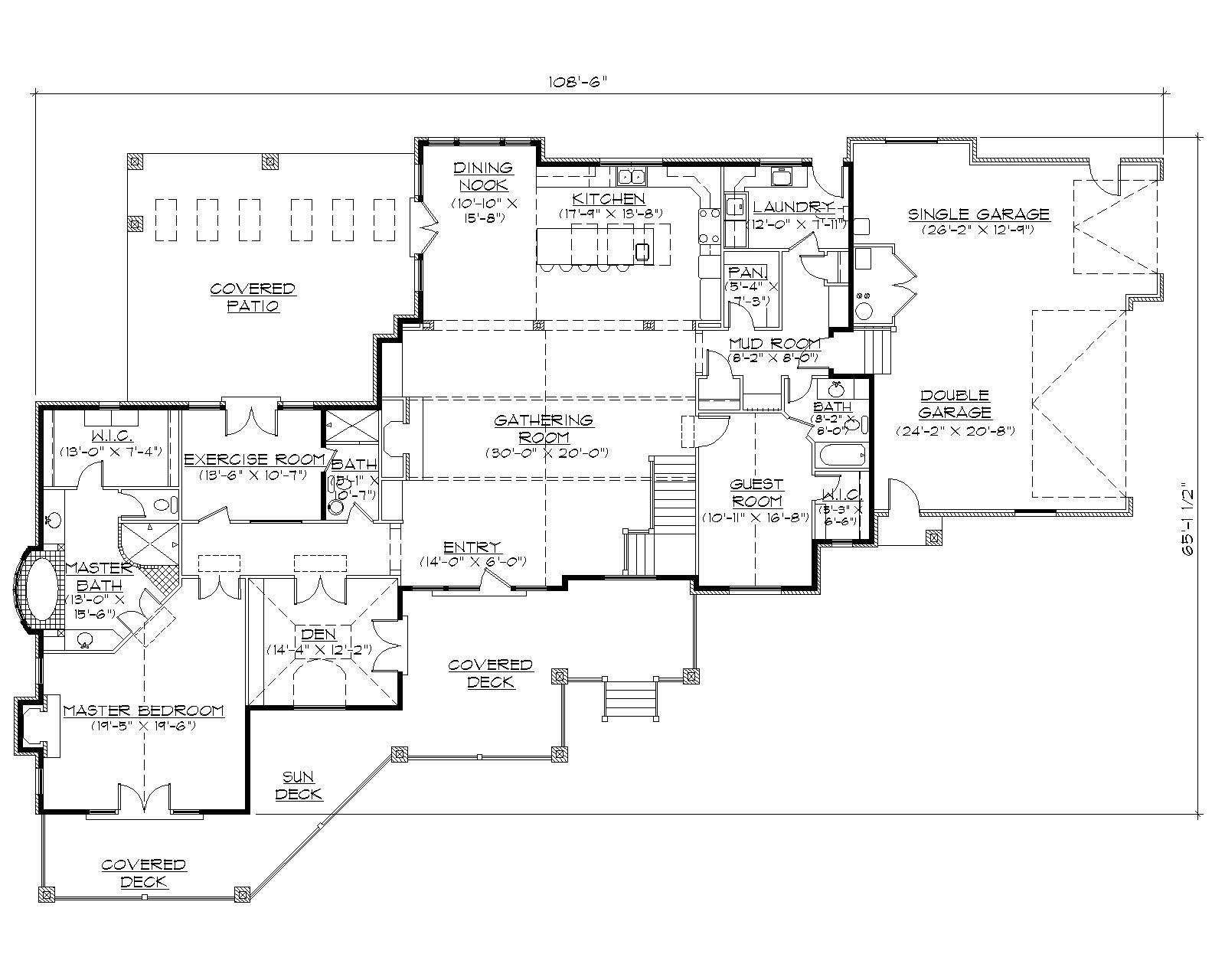 Floor Plan First Story of Craftsman Plan #135-1019