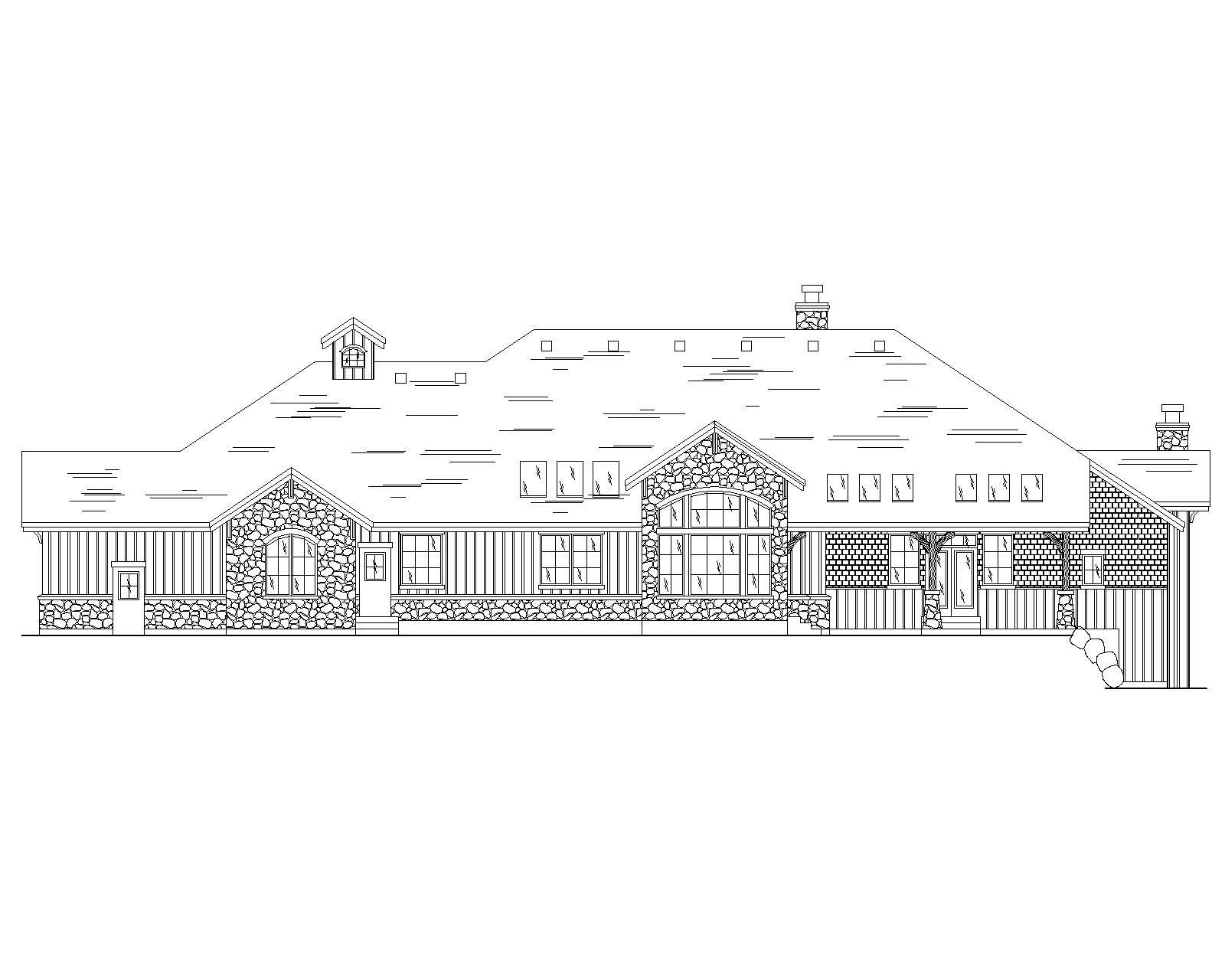 Home Plan Rear Elevation of this 5-Bedroom,3117 Sq Ft Plan -135-1019