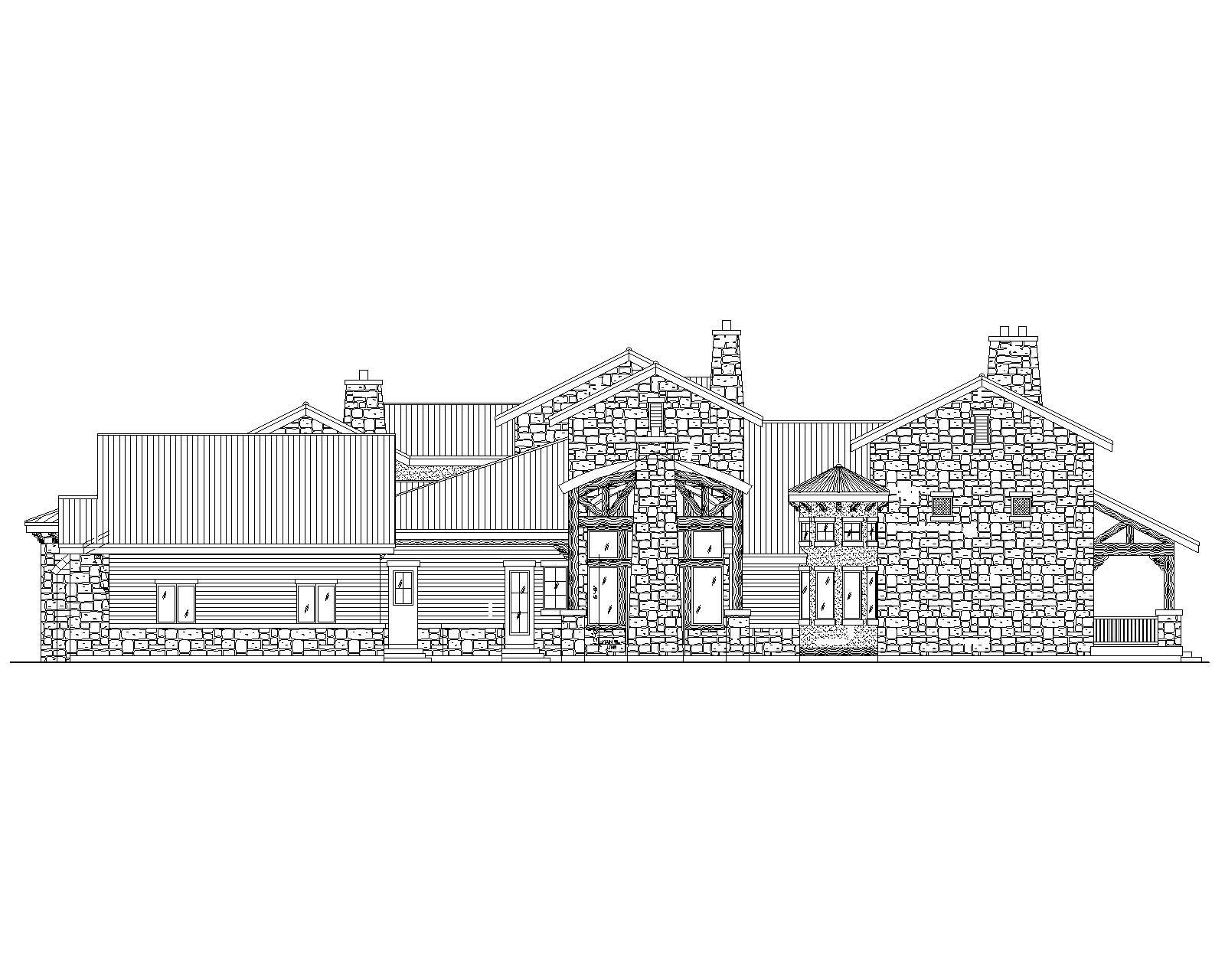 Home Plan Rear Elevation of this 4-Bedroom,4179 Sq Ft Plan -135-1020