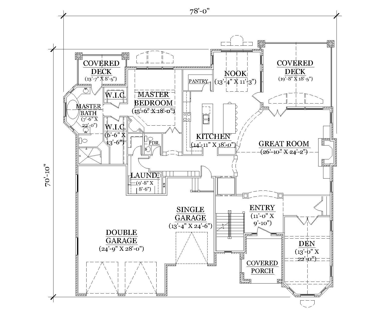 Floor Plan First Story of European Plan #135-1021