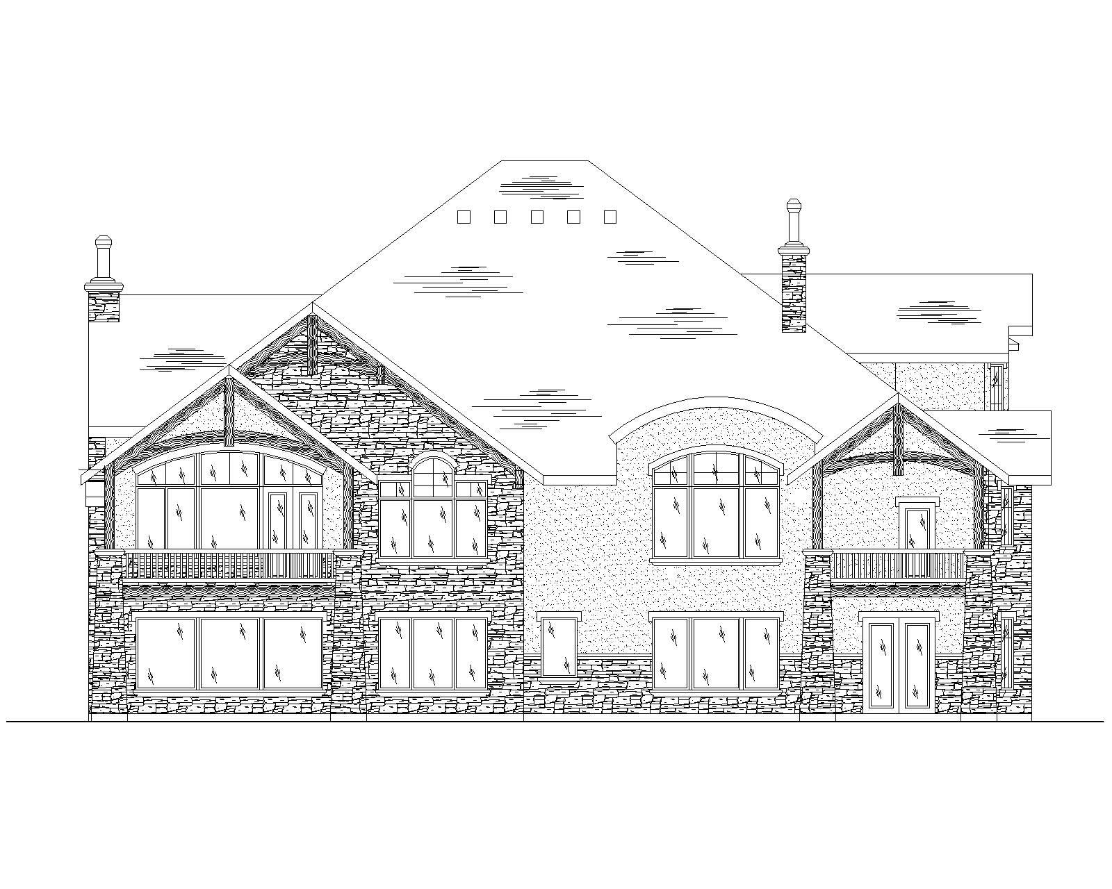 Home Plan Rear Elevation of this 4-Bedroom,4123 Sq Ft Plan -135-1021