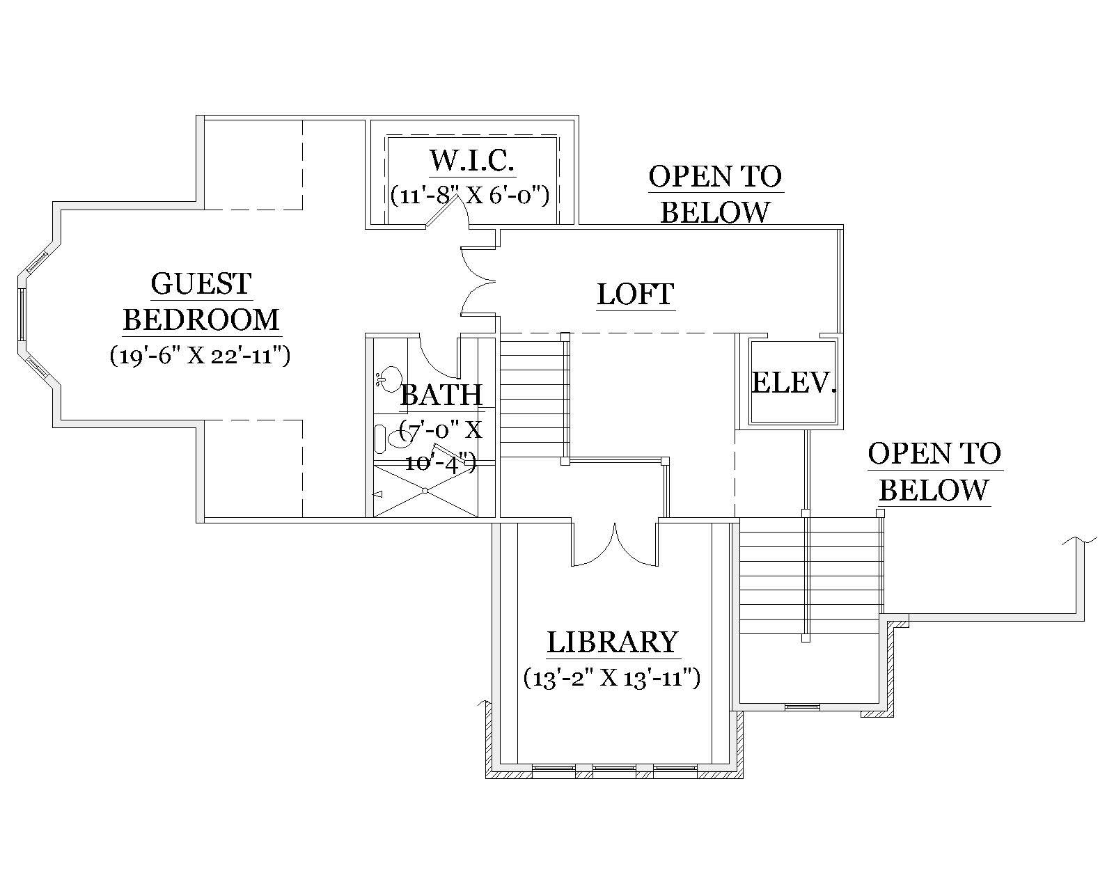 Floor Plan Second Story of European Plan #135-1021