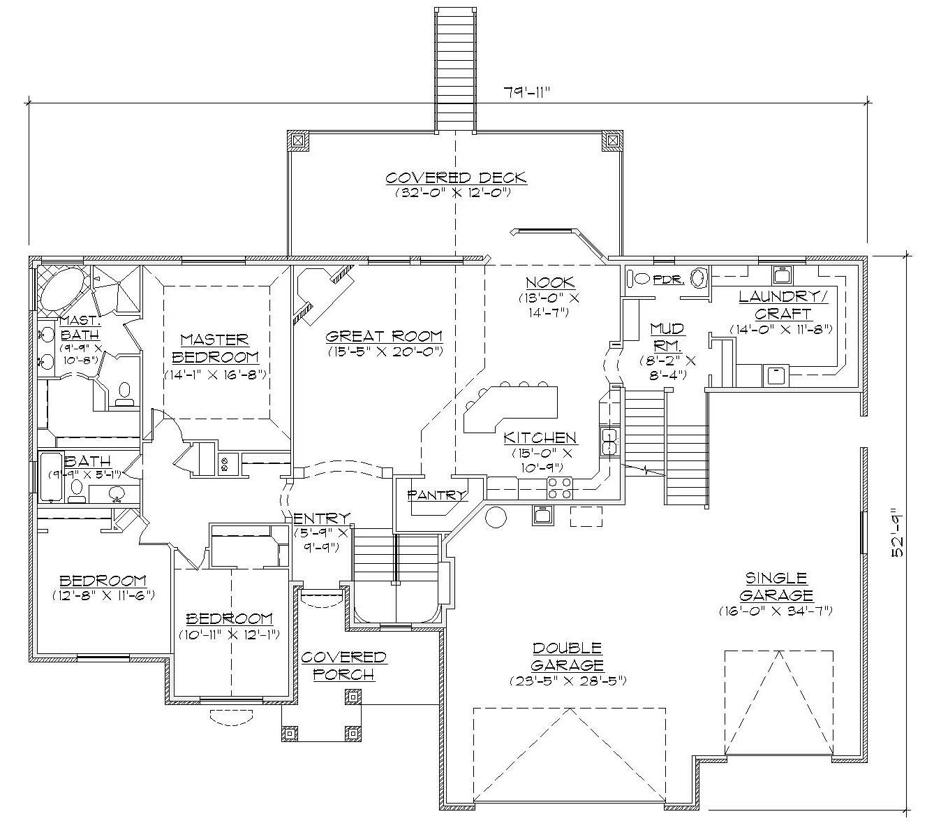 Floor Plan First Story of European Plan #135-1022