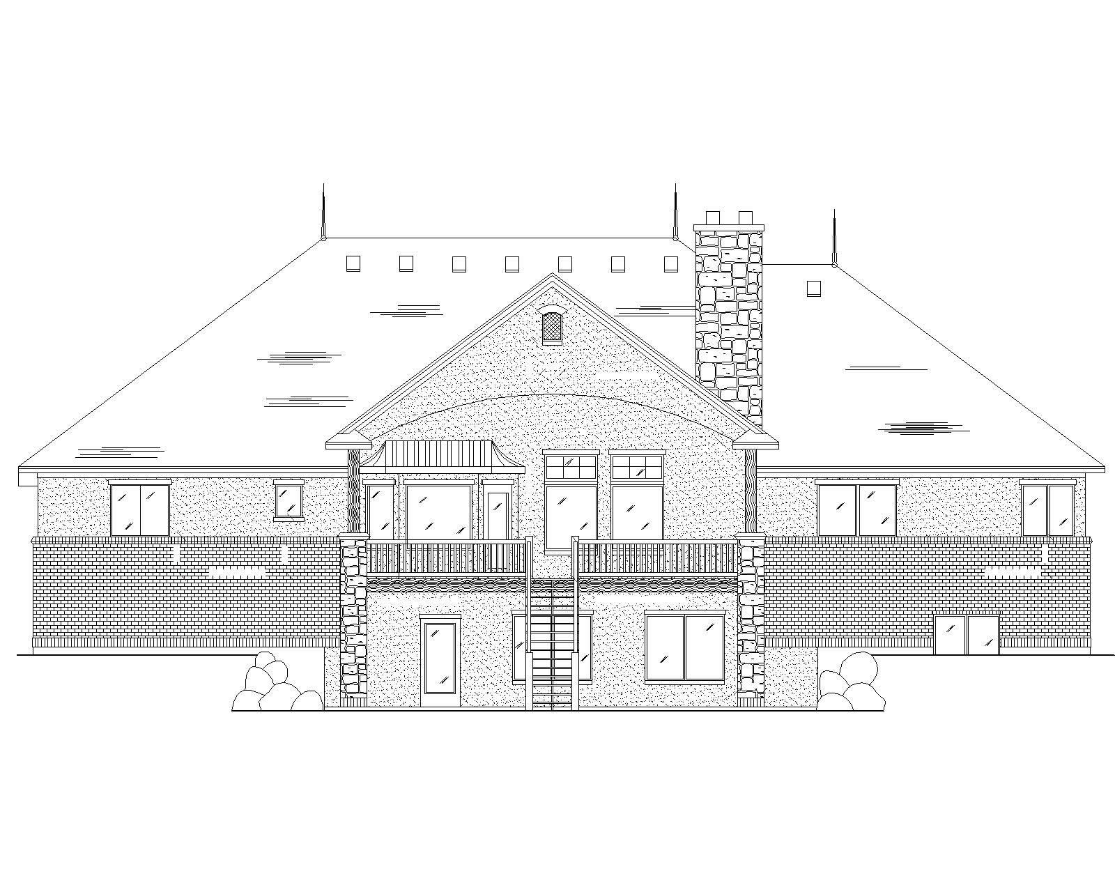 Home Plan Rear Elevation of this 6-Bedroom,2785 Sq Ft Plan -135-1022