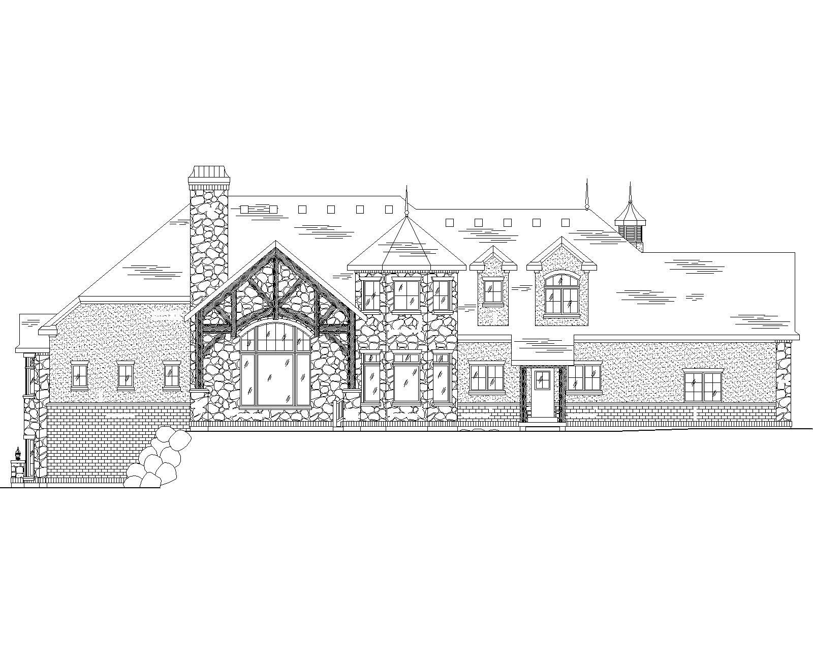 Home Plan Rear Elevation of this 5-Bedroom,3994 Sq Ft Plan -135-1023