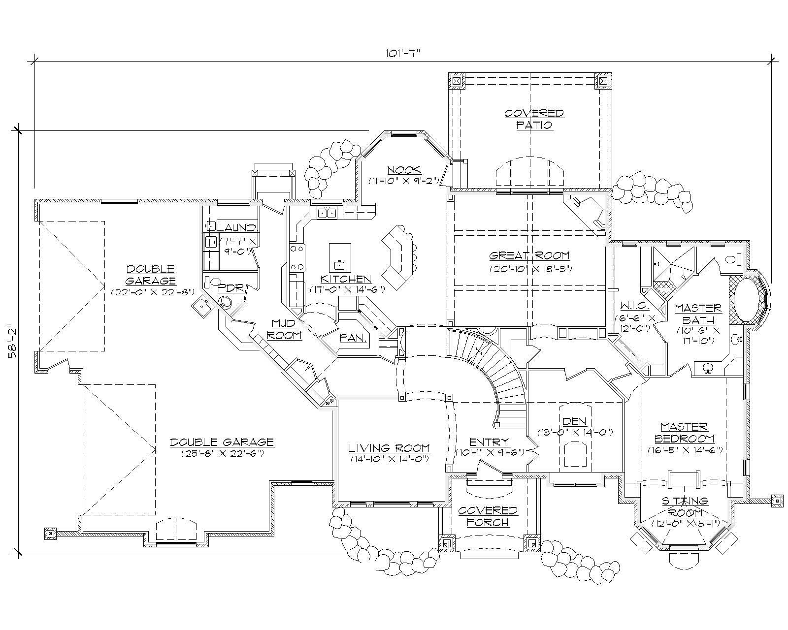 Floor Plan First Story of European Plan #135-1023