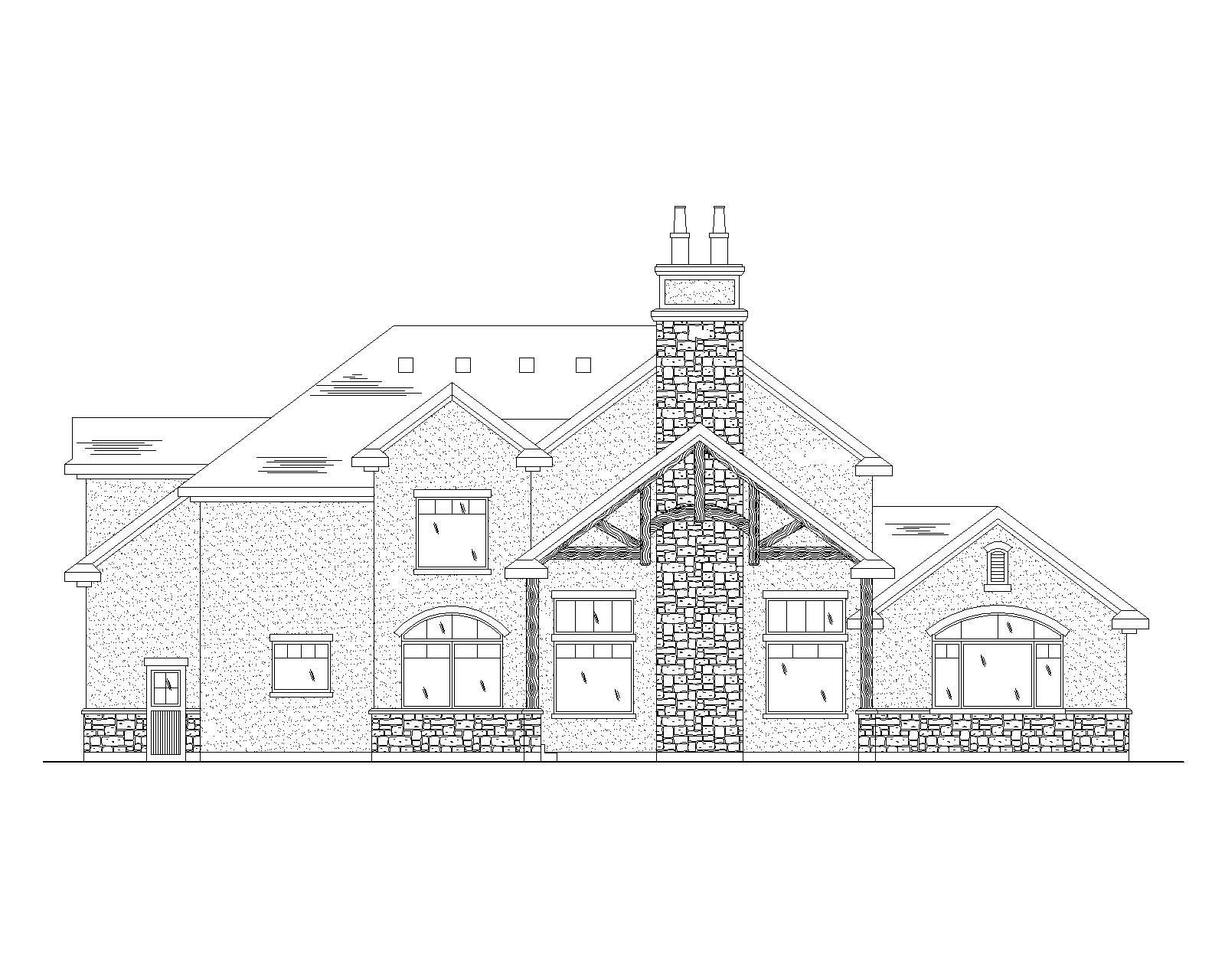 Home Plan Rear Elevation of this 4-Bedroom,3514 Sq Ft Plan -135-1025