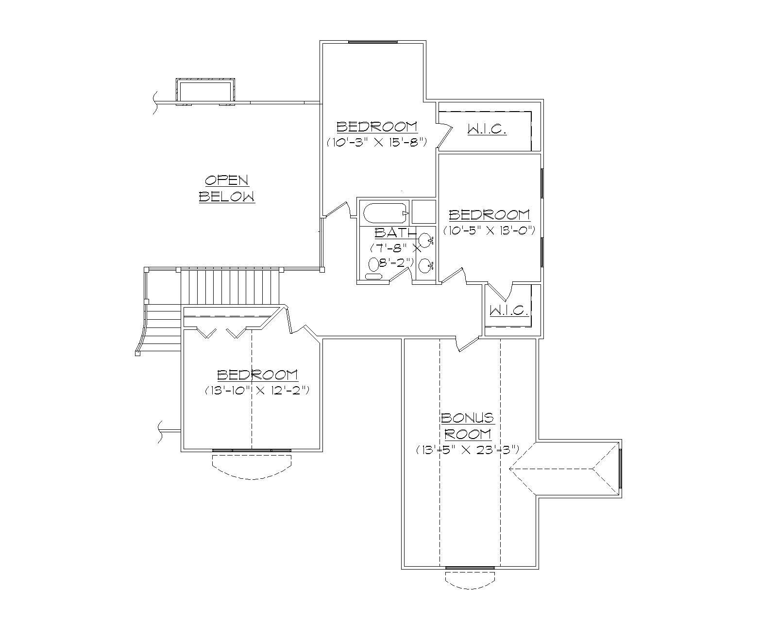 Floor Plan Second Story of Country Plan #135-1025