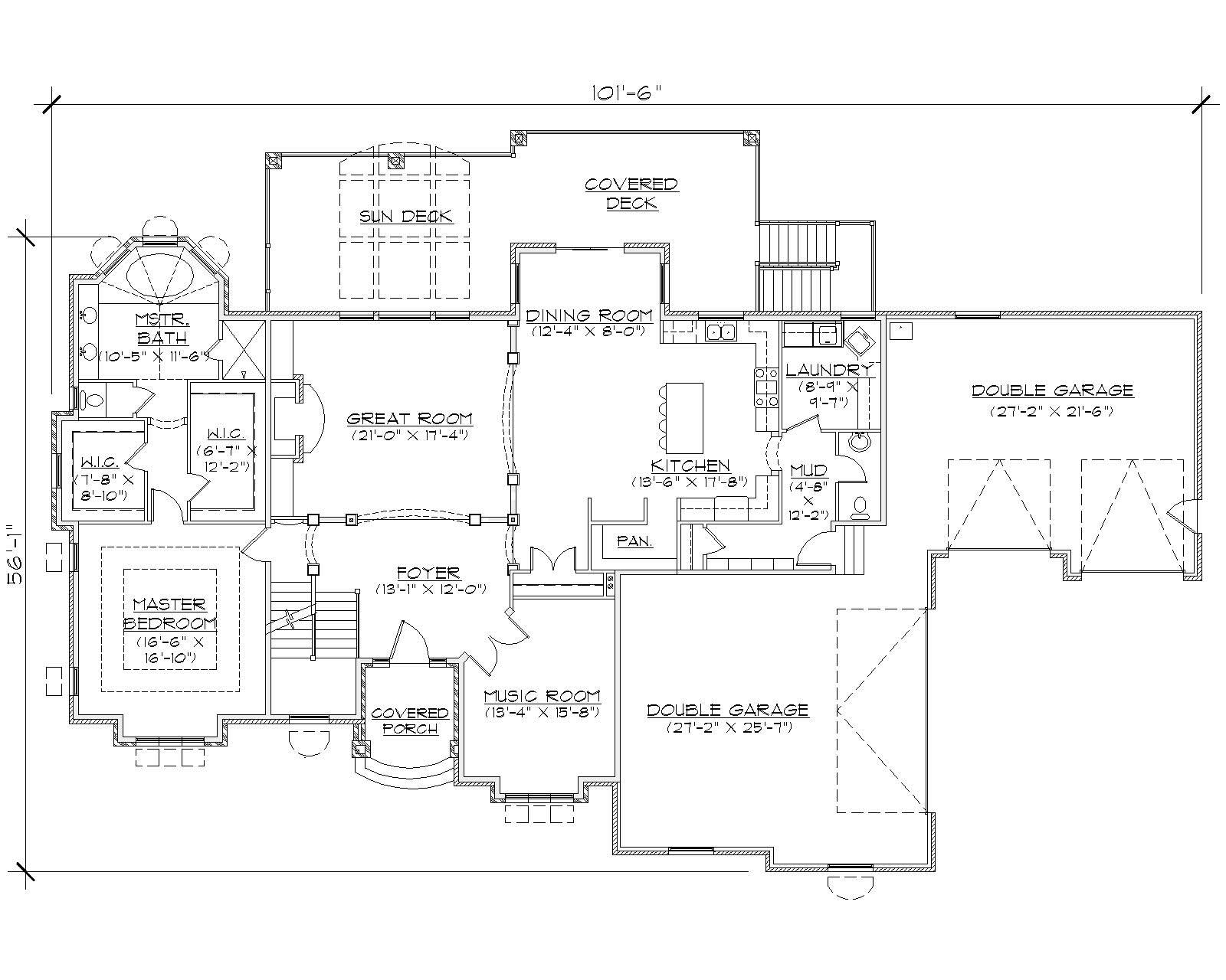 Floor Plan First Story of European Plan #135-1026