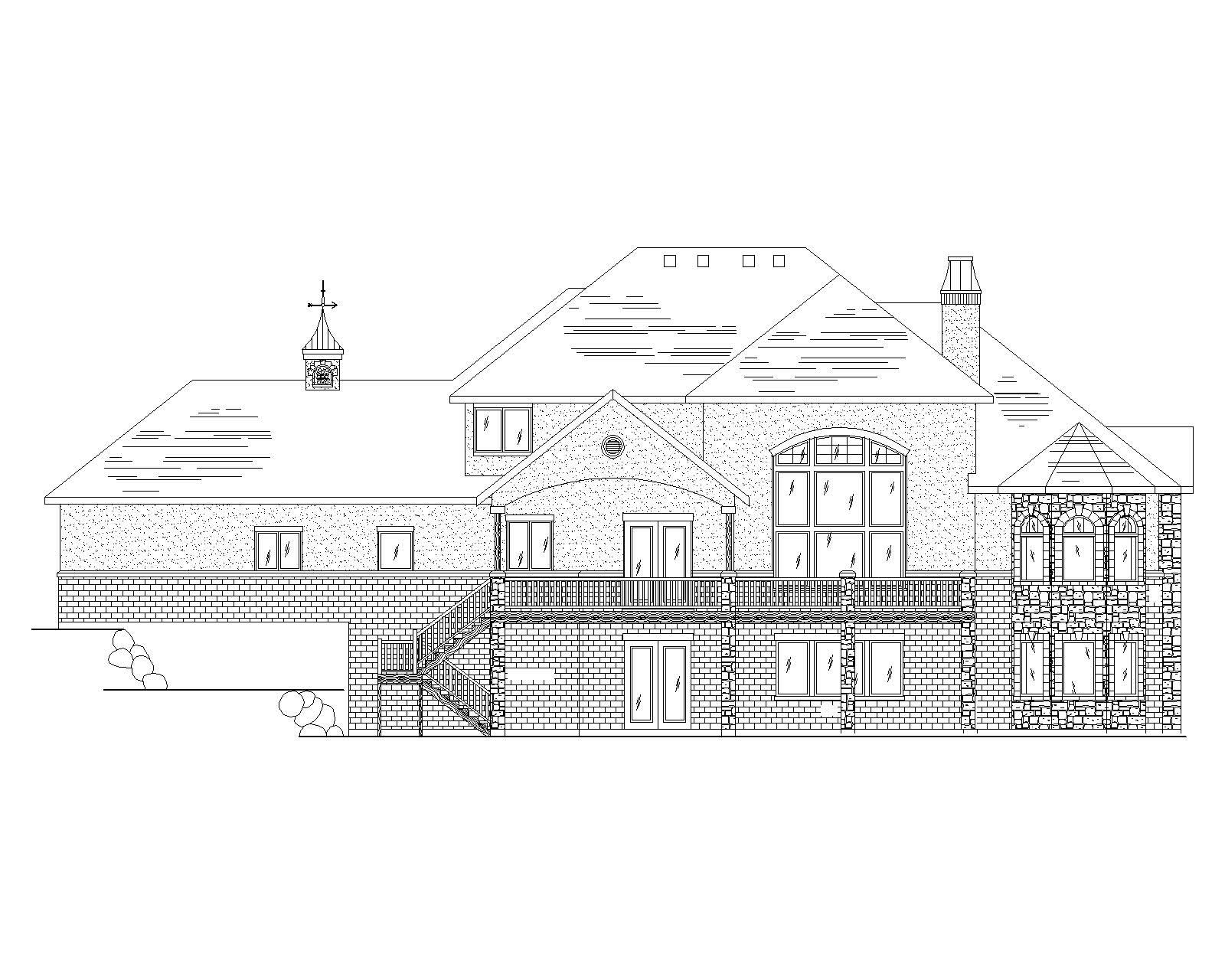 Home Plan Rear Elevation of this 6-Bedroom,3549 Sq Ft Plan -135-1026