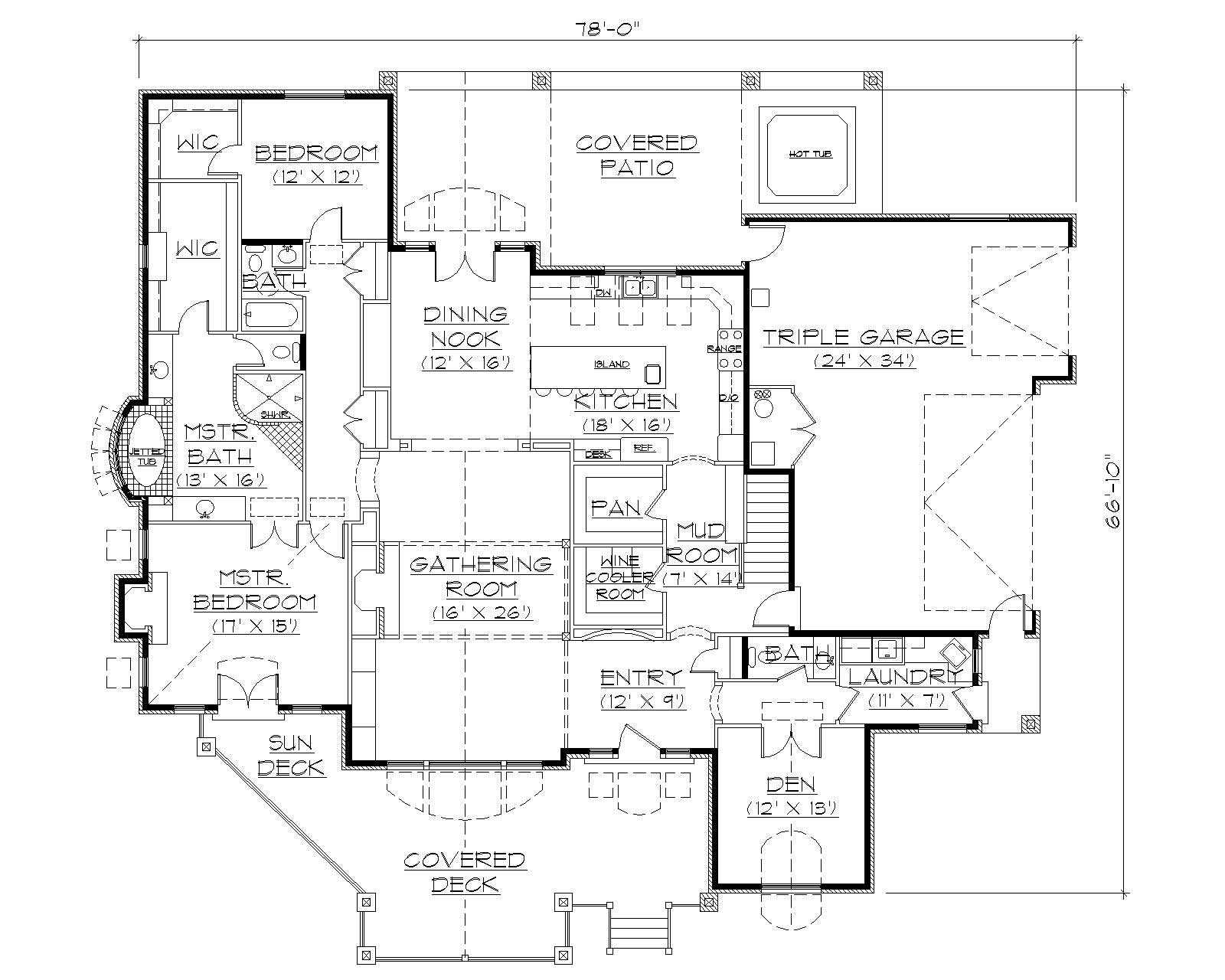 Floor Plan First Story of Country Plan #135-1027