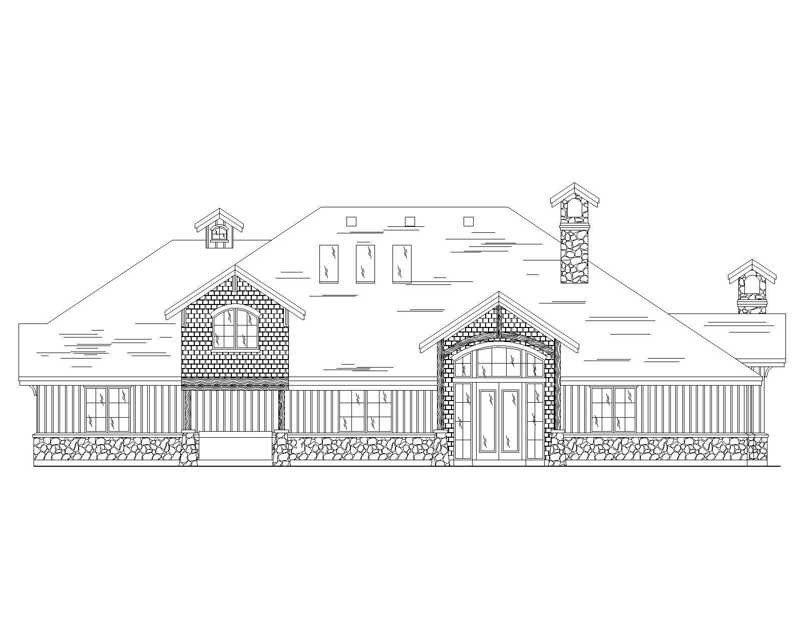 Home Plan Rear Elevation of this 4-Bedroom,3592 Sq Ft Plan -135-1027