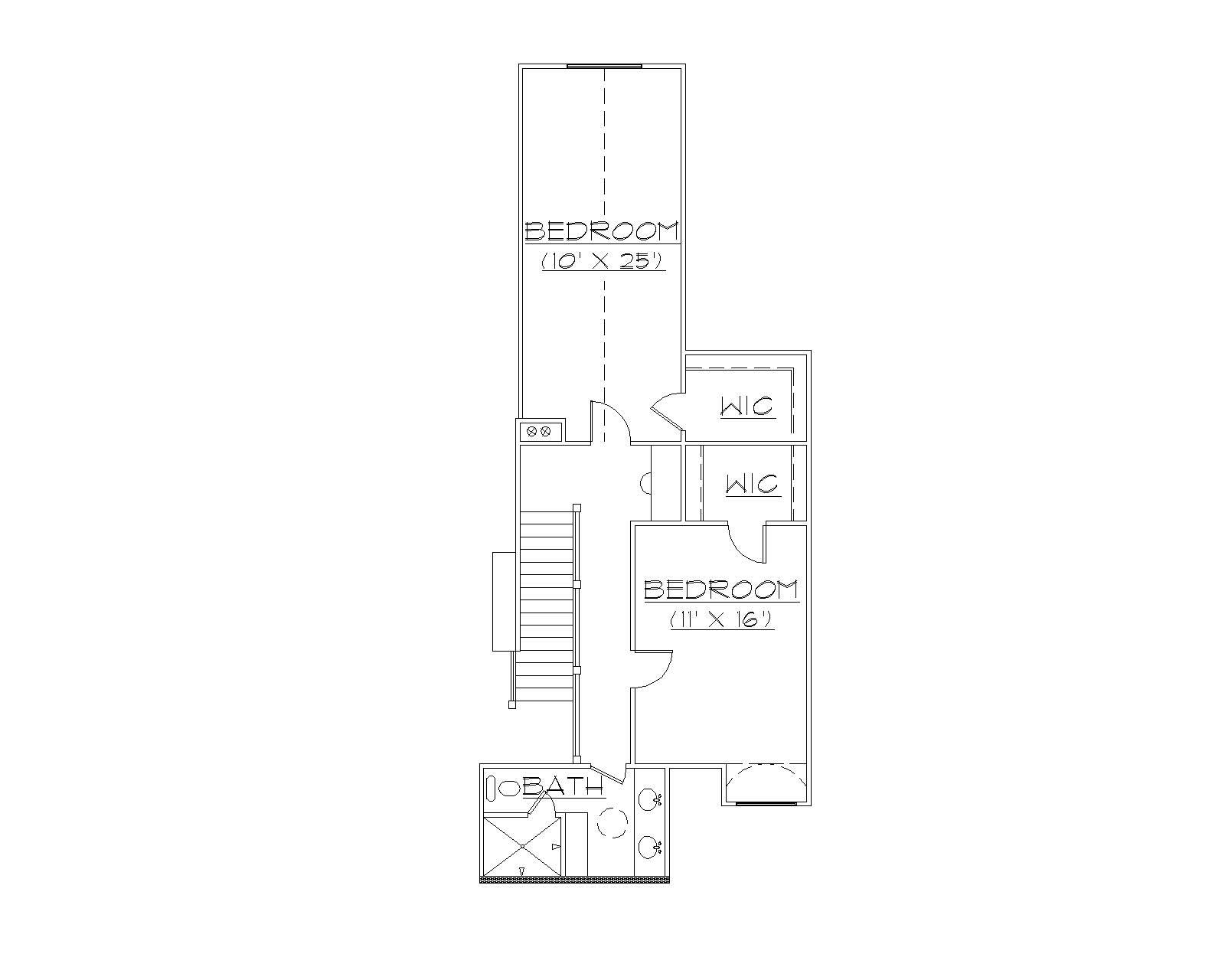 Floor Plan Second Story of Country Plan #135-1027
