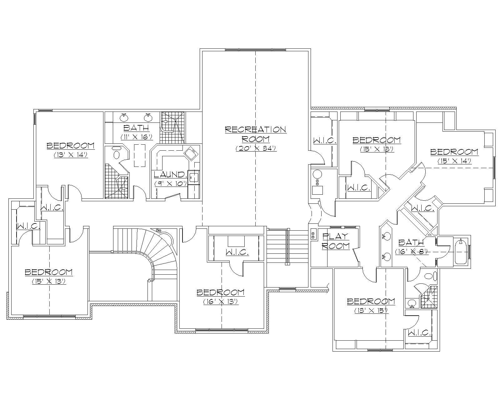 Floor Plan Second Story of Farmhouse Plan #135-1028