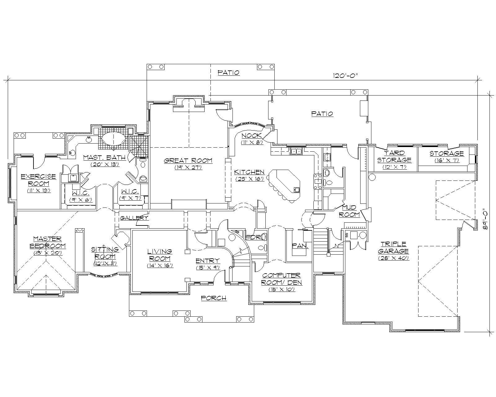 Floor Plan First Story of Farmhouse Plan #135-1028