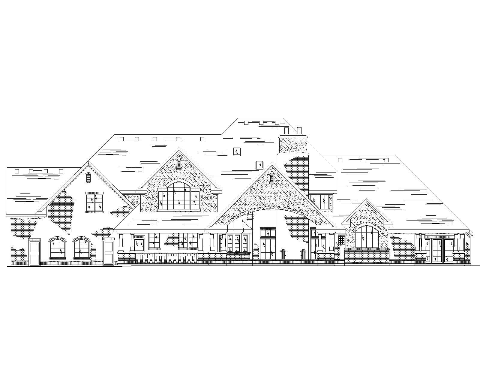 Home Plan Rear Elevation of this 7-Bedroom,6785 Sq Ft Plan -135-1028
