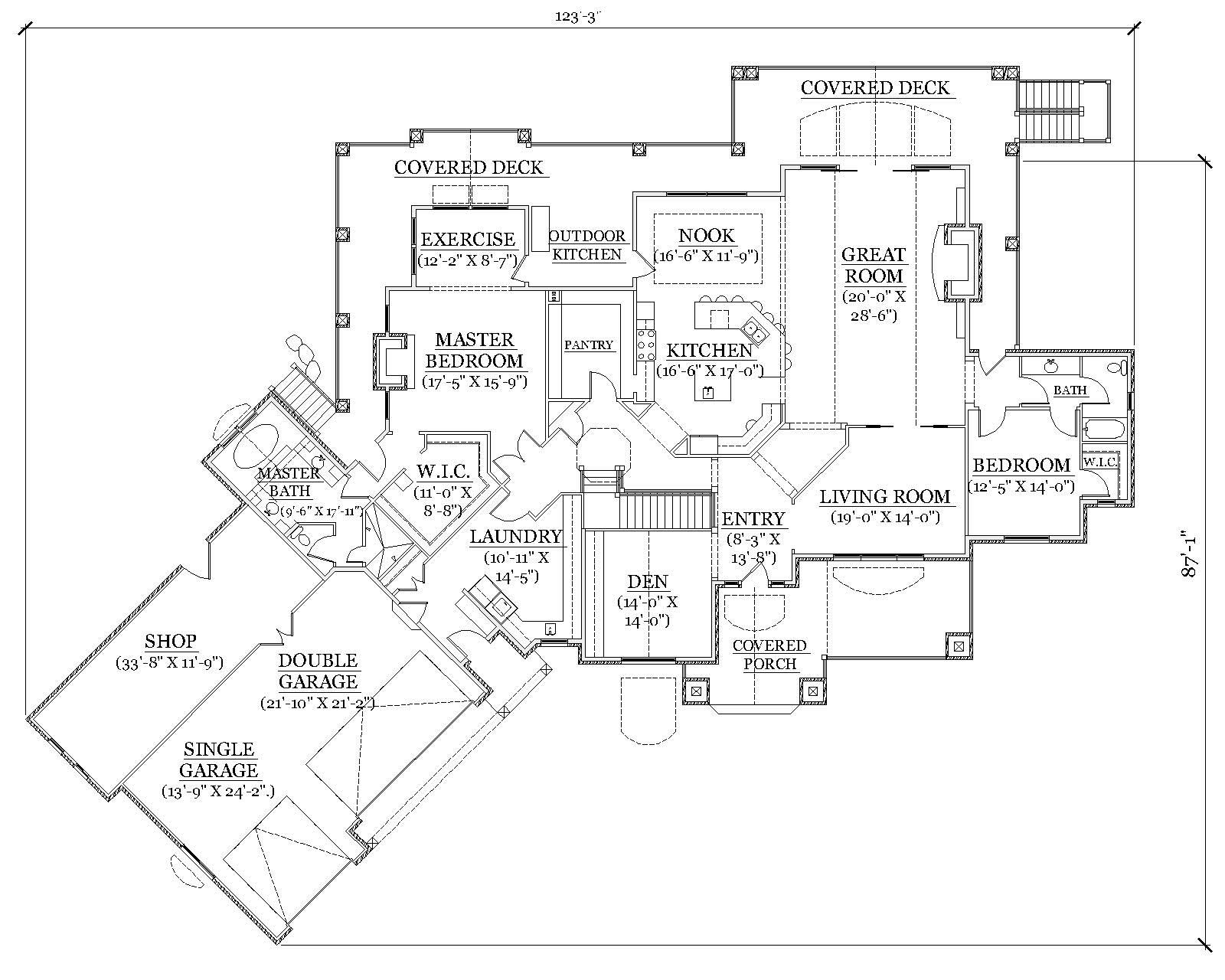 Floor Plan First Story of Country Plan #135-1029