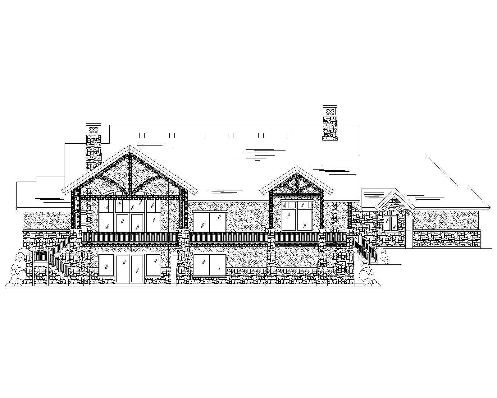 Home Plan Rear Elevation of this 4-Bedroom,3590 Sq Ft Plan -135-1029