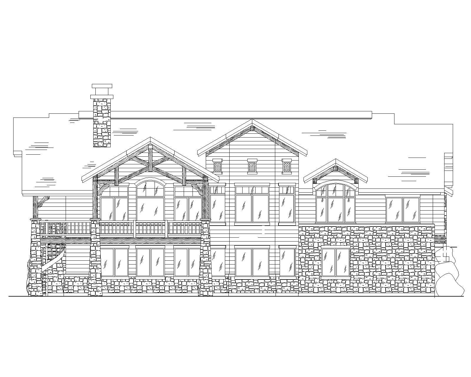Home Plan Rear Elevation of this 4-Bedroom,2573 Sq Ft Plan -135-1030