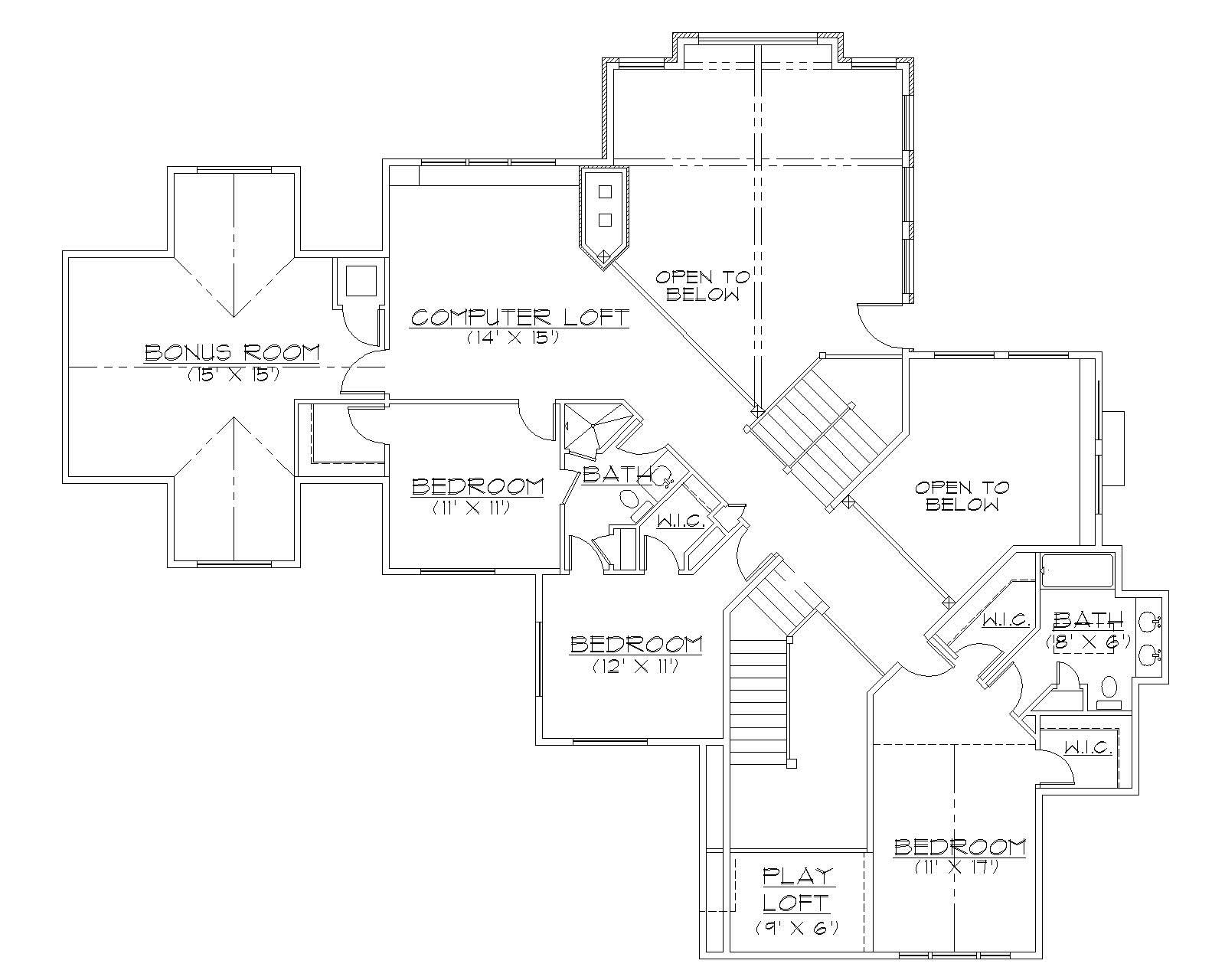 Floor Plan Second Story of Luxury Plan #135-1031