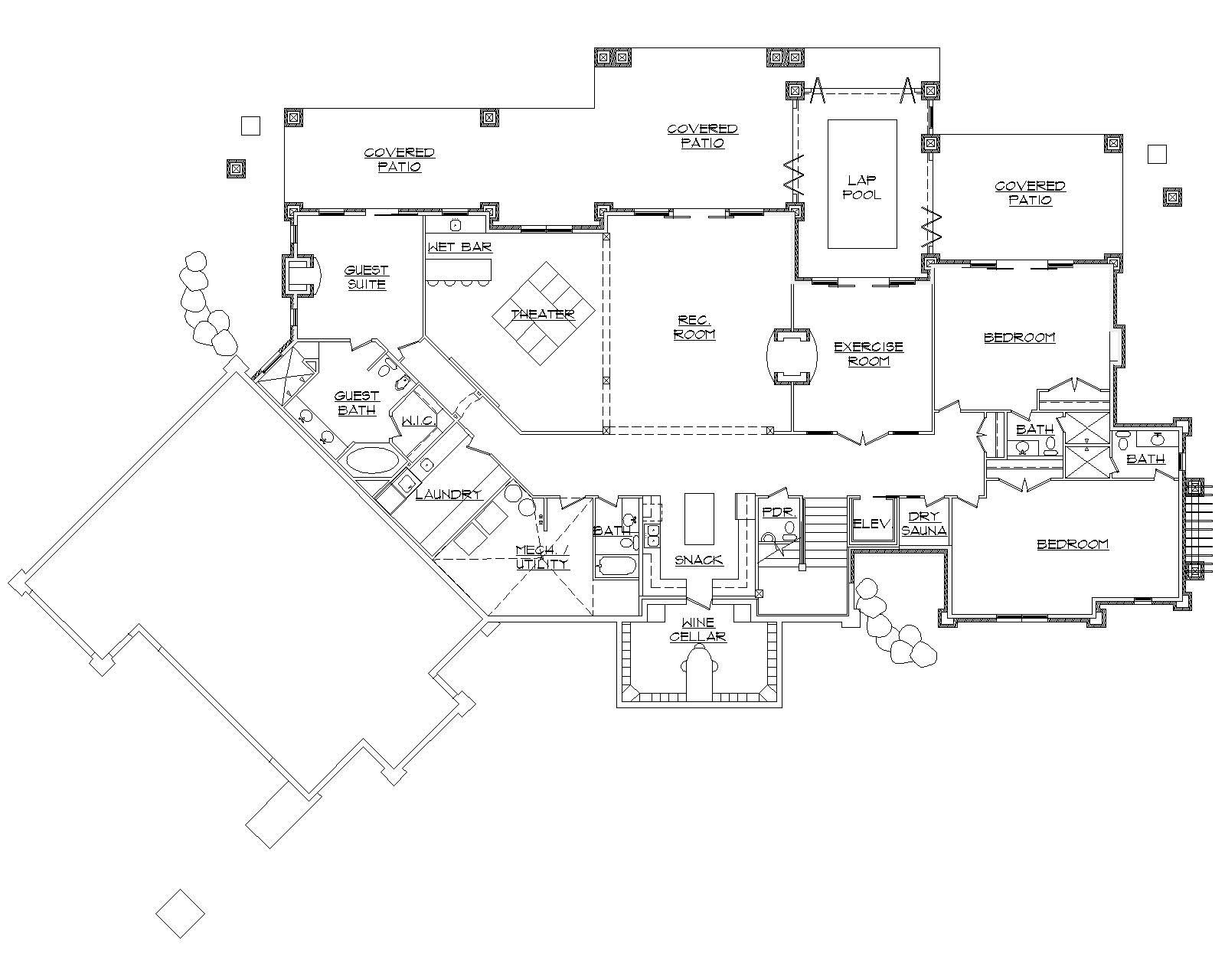 Floor Plan Basement of Craftsman Plan #135-1032