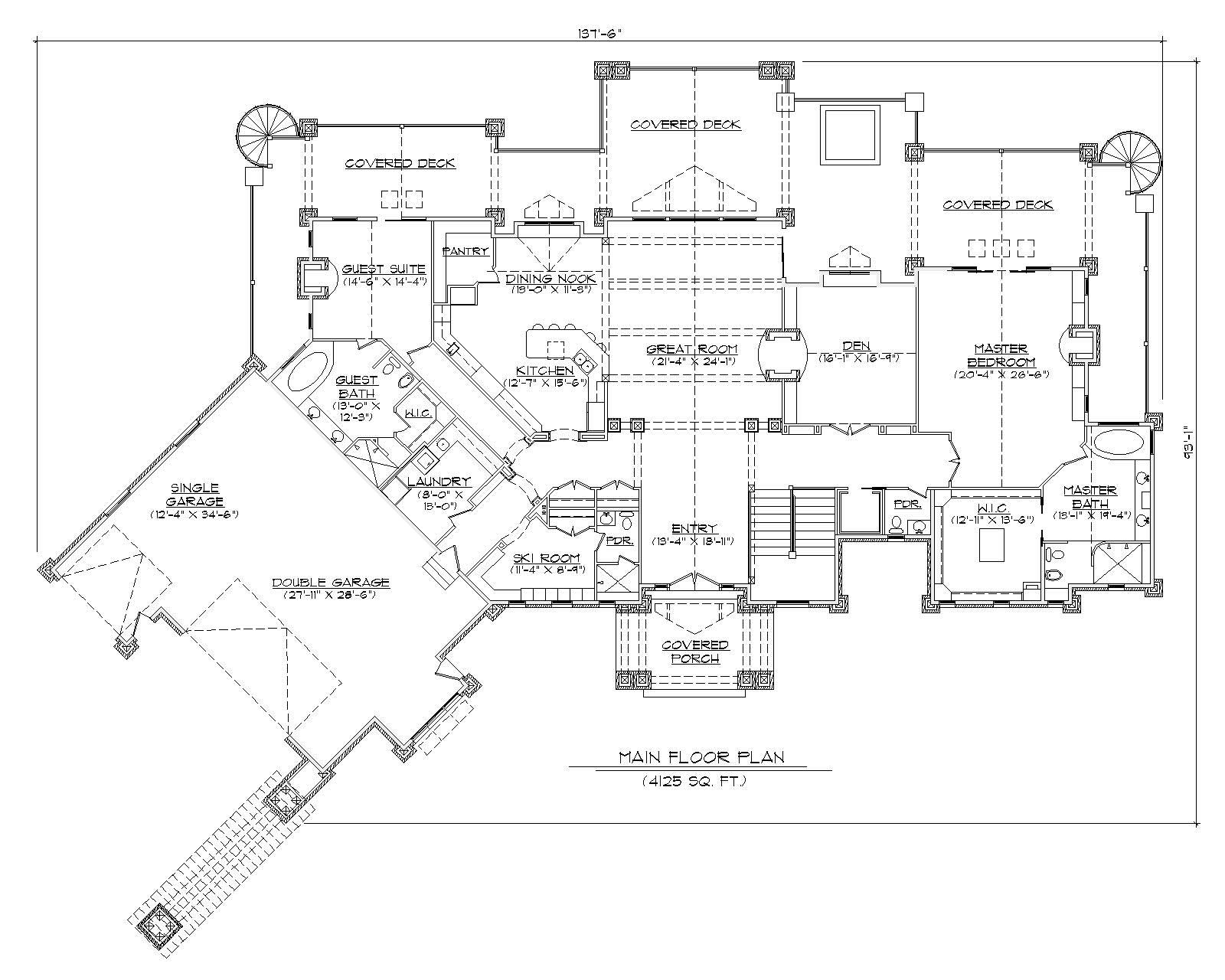 Floor Plan First Story of Craftsman Plan #135-1032