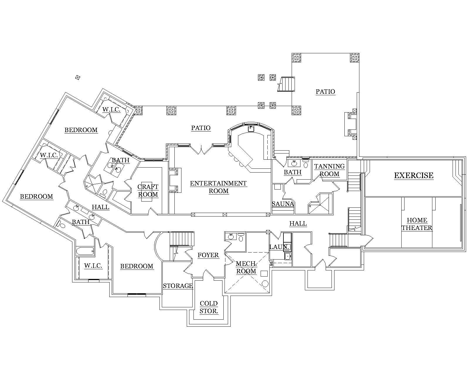 Floor Plan Basement of Craftsman Plan #135-1033