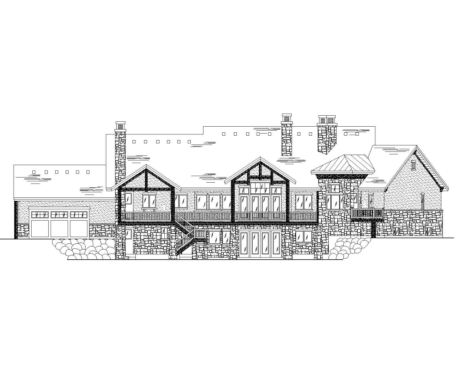Home Plan Rear Elevation of this 5-Bedroom,3646 Sq Ft Plan -135-1033