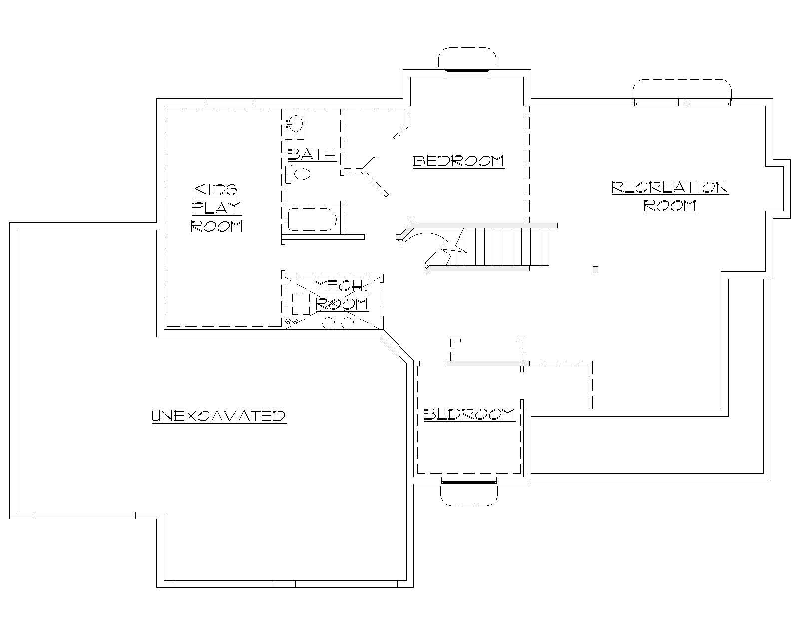 Floor Plan Basement of Country Plan #135-1034