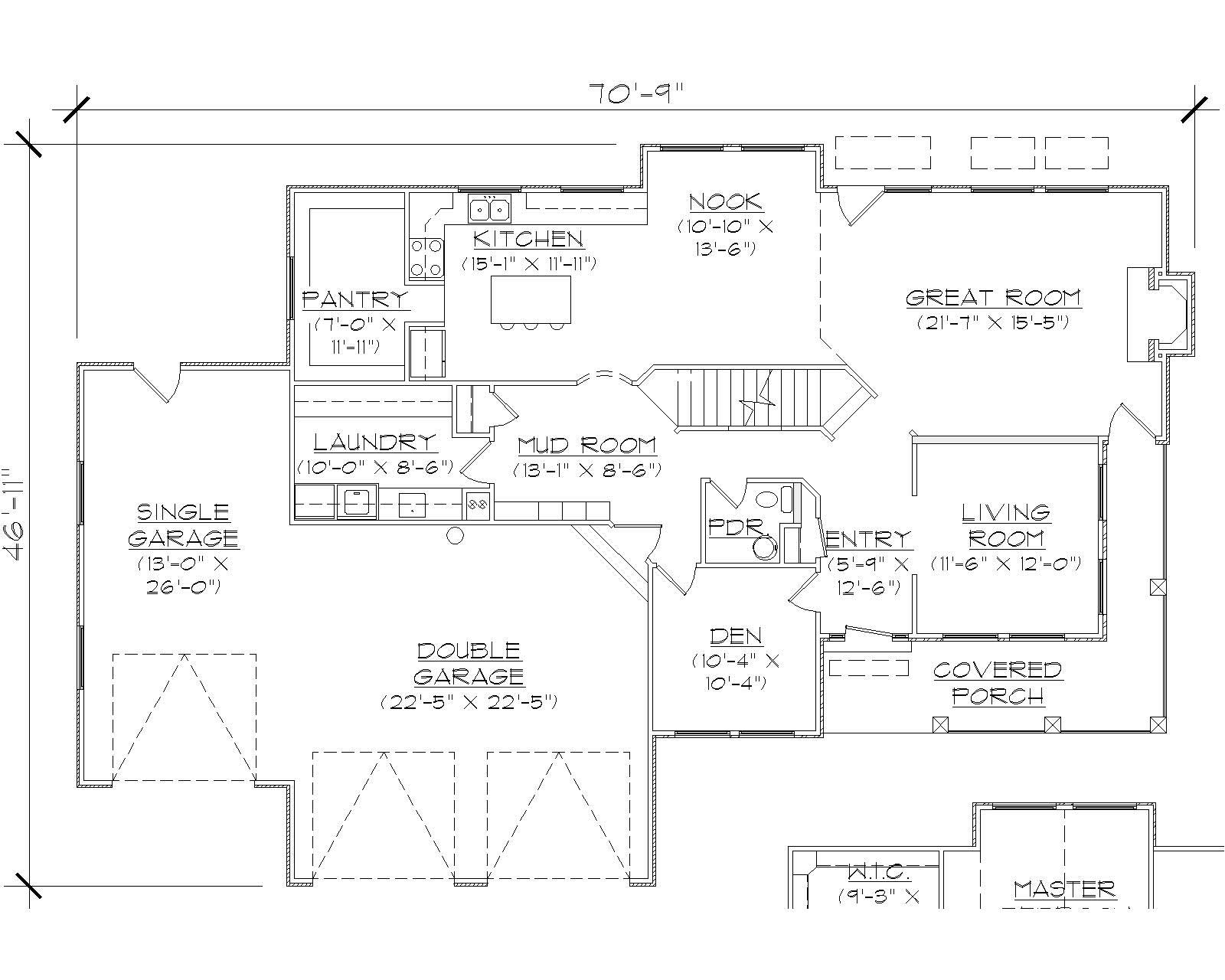 Floor Plan First Story of Country Plan #135-1034