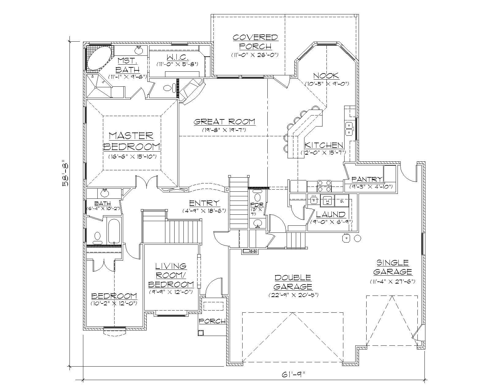 Floor Plan First Story of Traditional Plan #135-1035