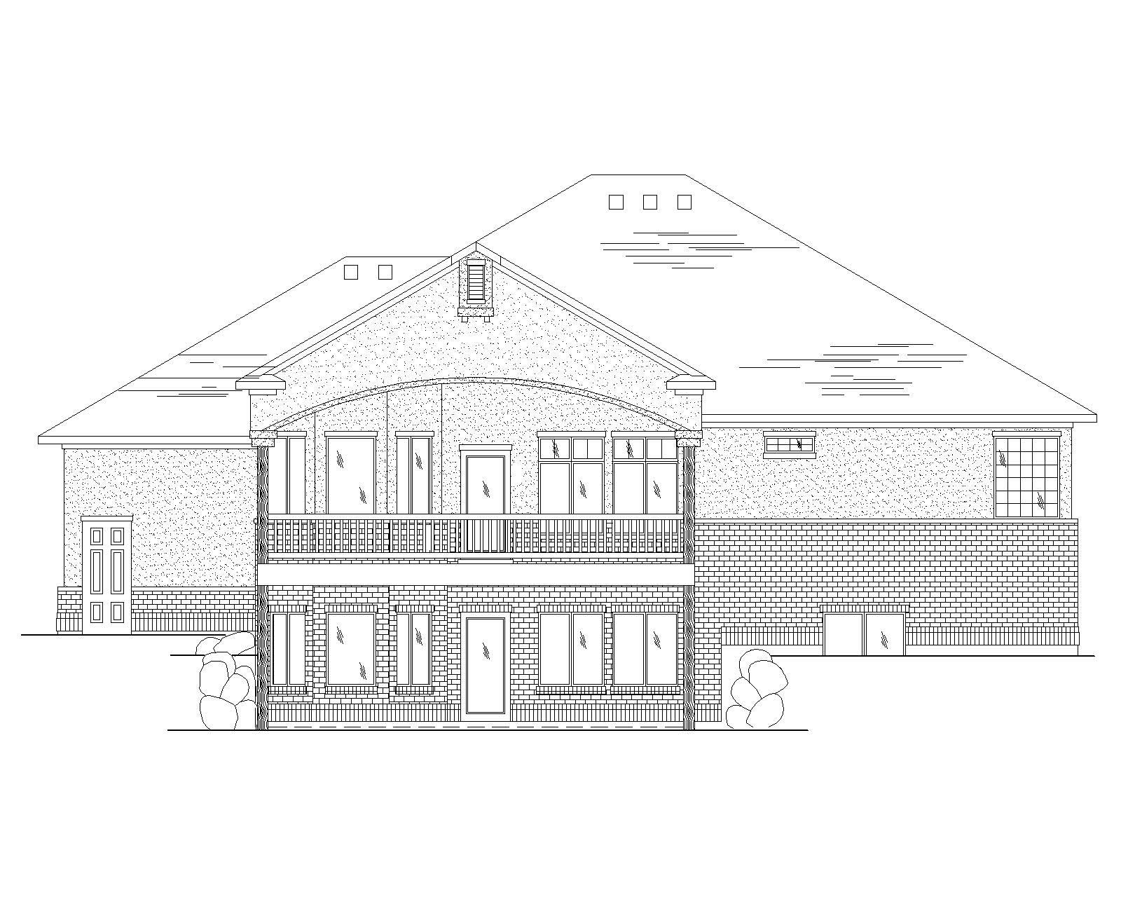 Home Plan Rear Elevation of this 5-Bedroom,2531 Sq Ft Plan -135-1035