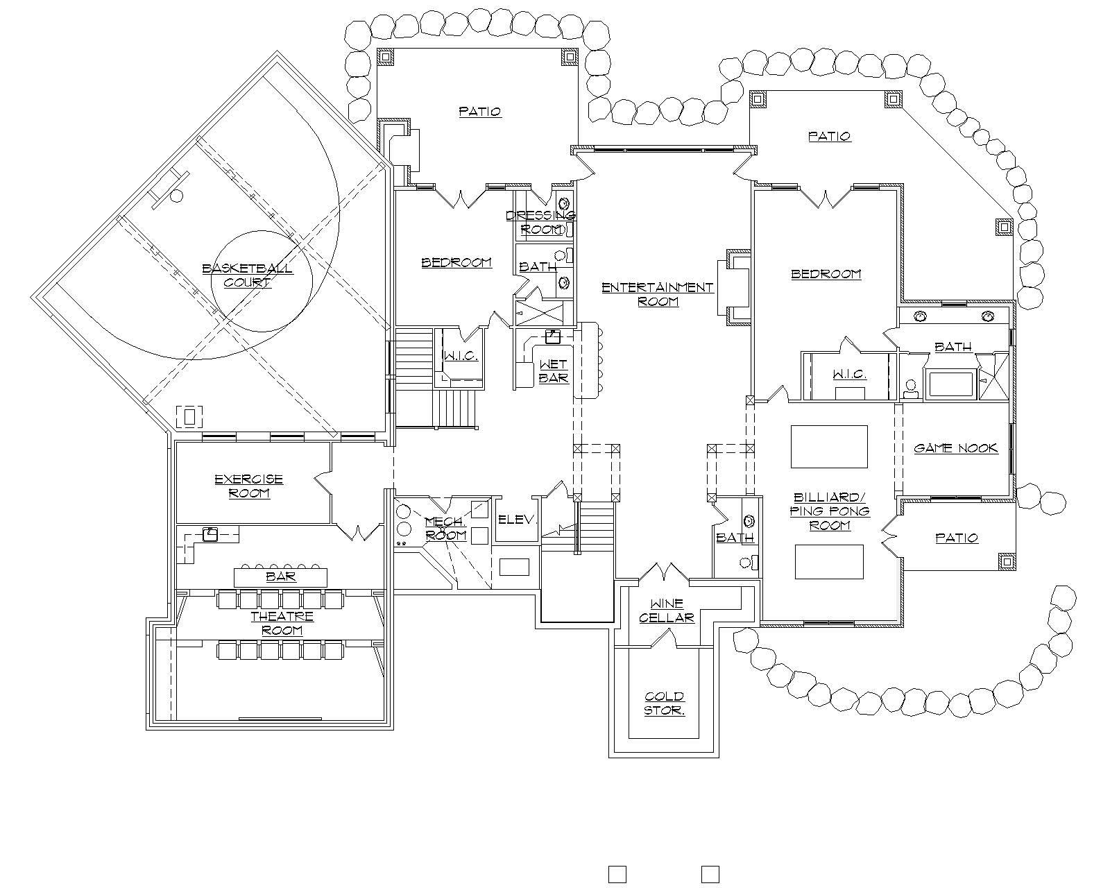 Floor Plan Basement of Craftsman Plan #135-1036