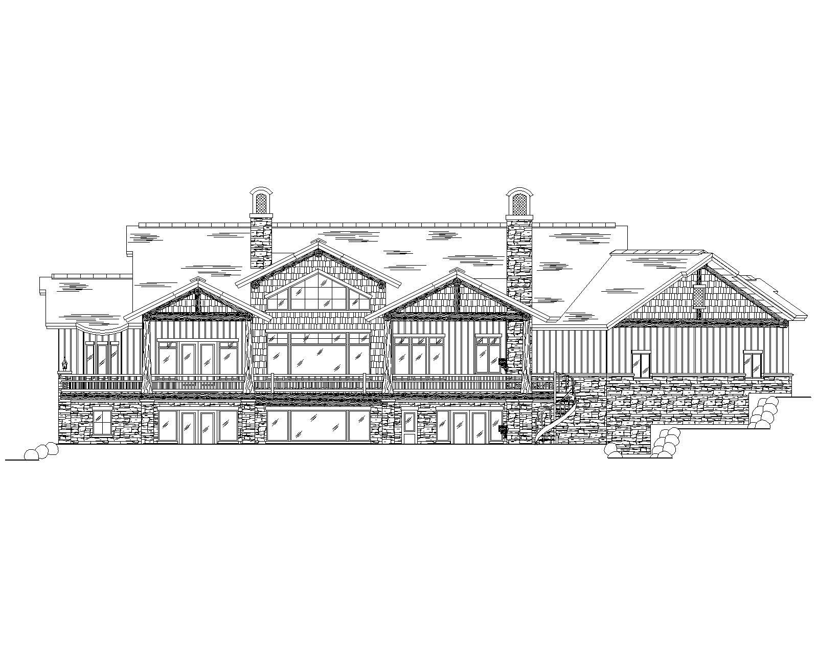 Home Plan Rear Elevation of this 5-Bedroom,4222 Sq Ft Plan -135-1036