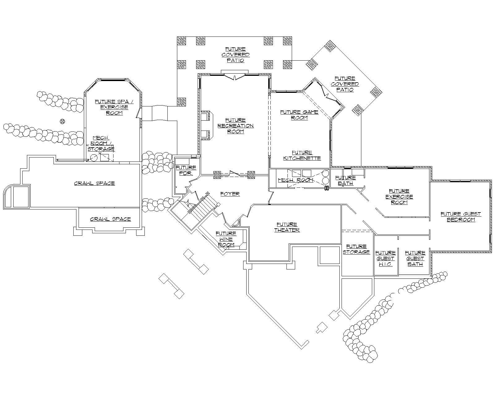 Floor Plan Basement of Country Plan #135-1037