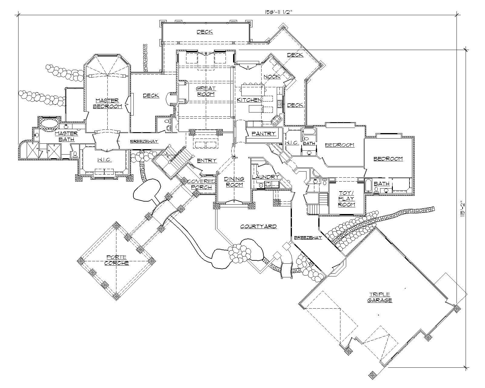 Floor Plan First Story of Country Plan #135-1037