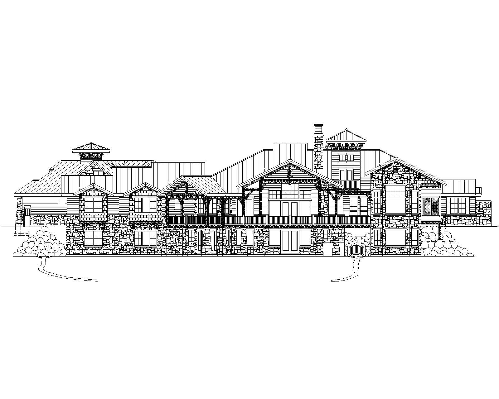 Home Plan Rear Elevation of this 6-Bedroom,5683 Sq Ft Plan -135-1037