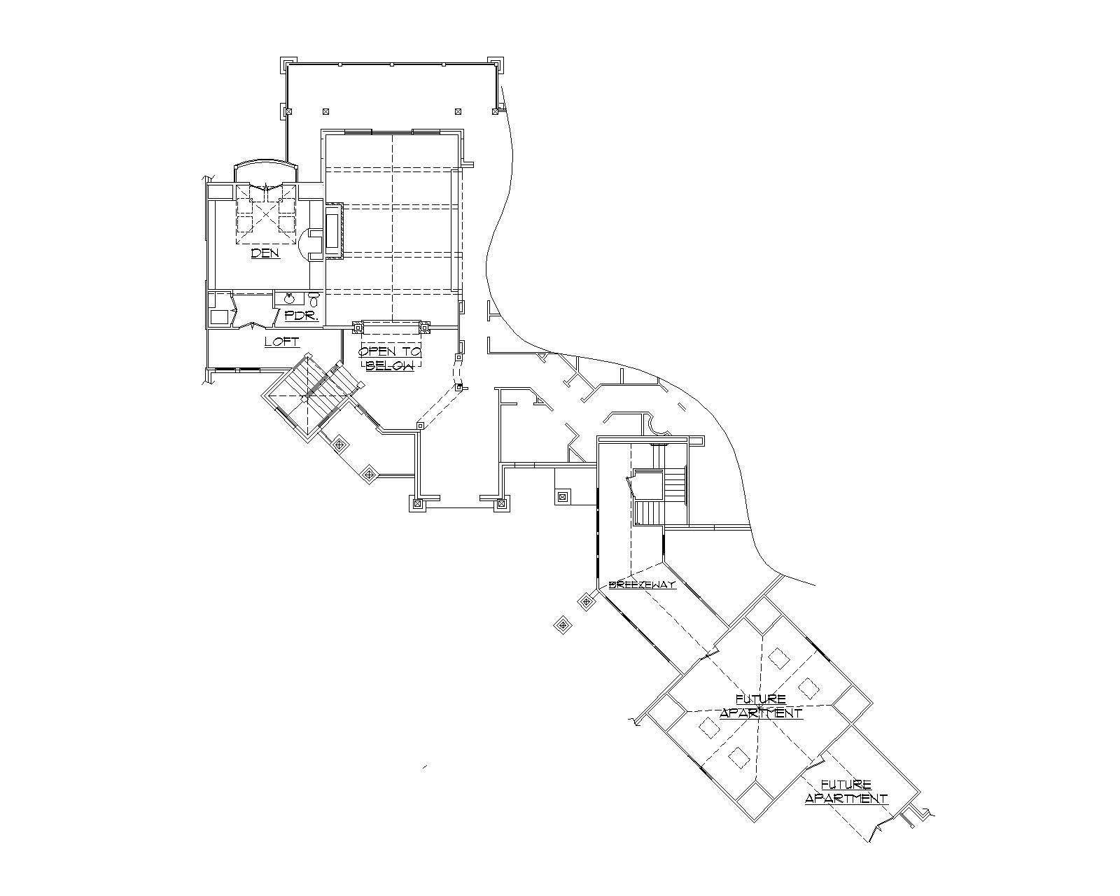 Floor Plan Second Story of Country Plan #135-1037