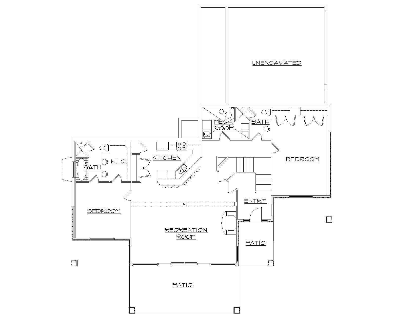 Floor Plan Basement of Craftsman Plan #135-1039
