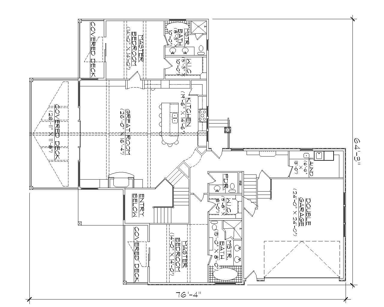 Floor Plan First Story of Craftsman Plan #135-1039