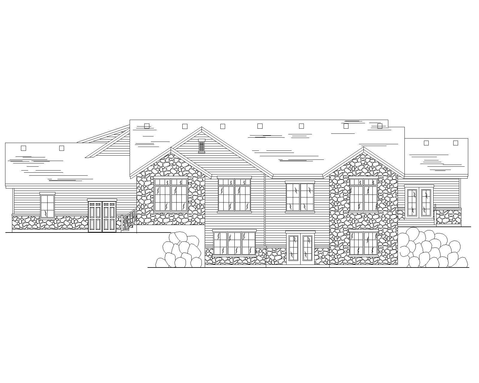 Home Plan Rear Elevation of this 4-Bedroom,2780 Sq Ft Plan -135-1040