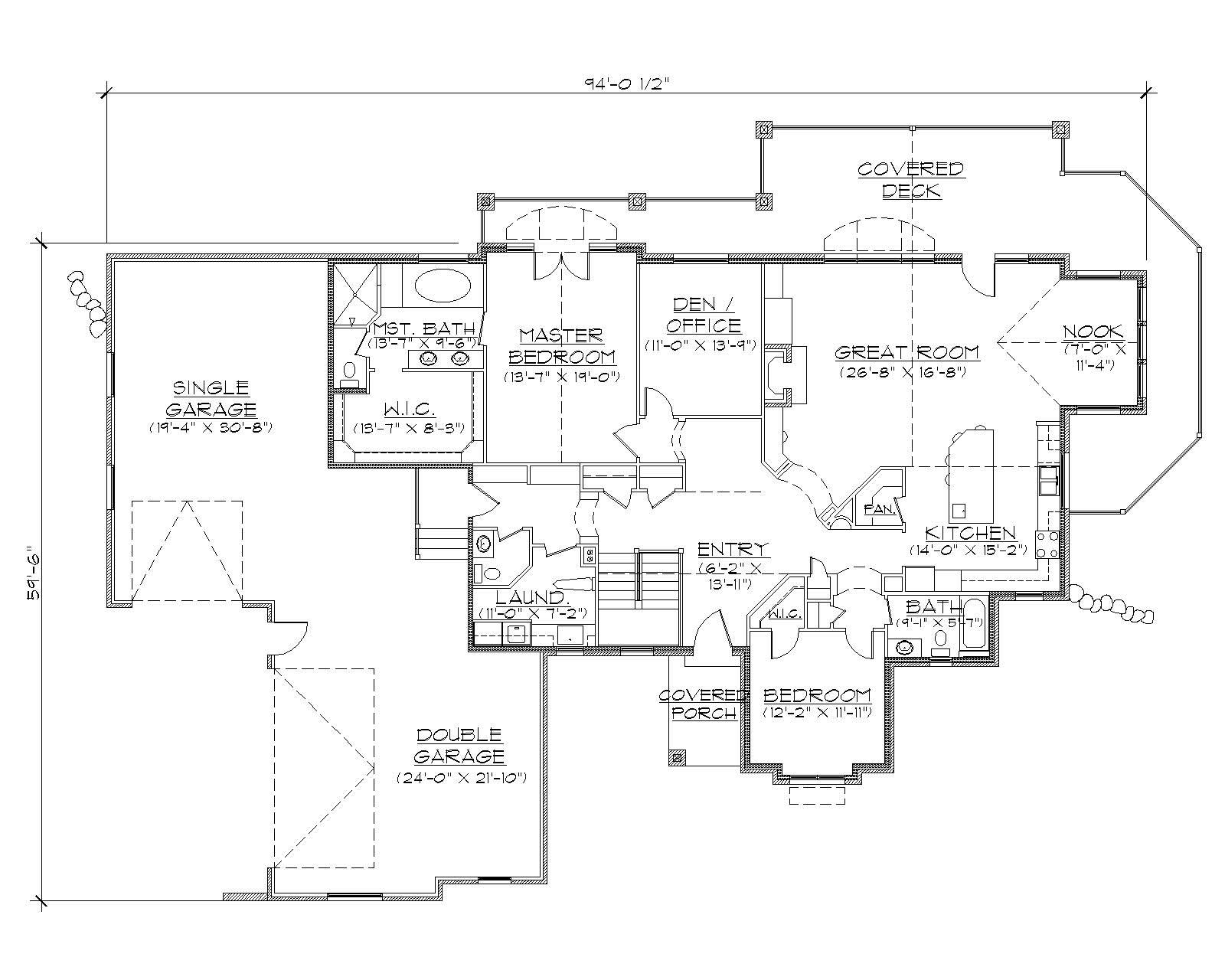 Floor Plan First Story of European Plan #135-1041
