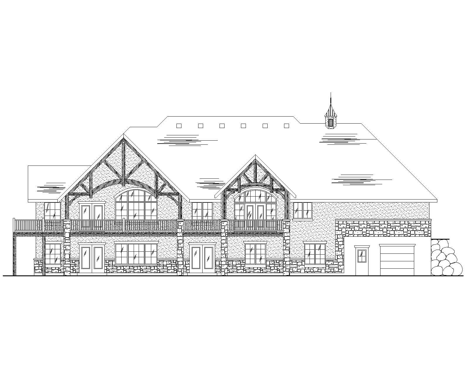 Home Plan Rear Elevation of this 5-Bedroom,2458 Sq Ft Plan -135-1041