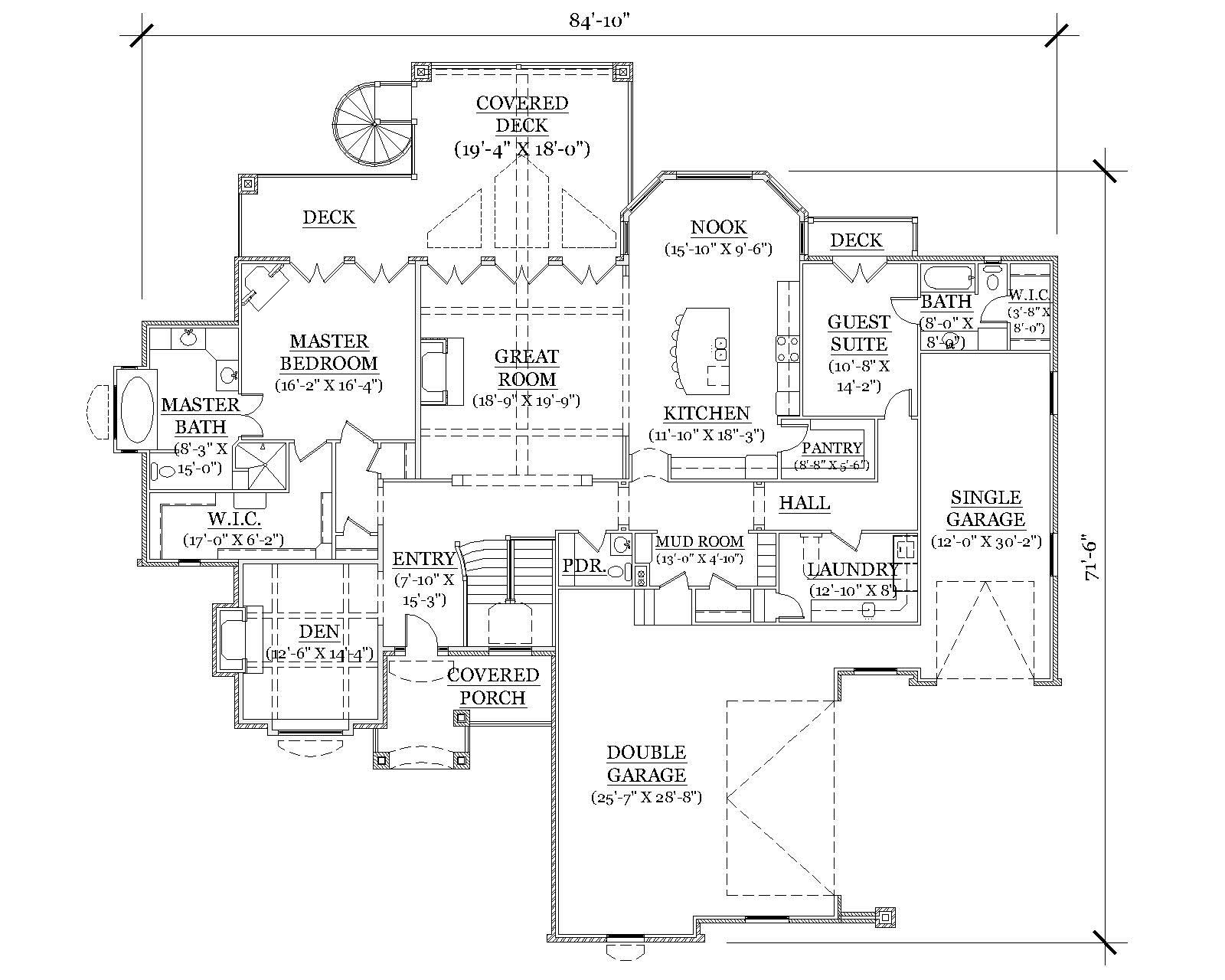 Floor Plan First Story of European Plan #135-1042