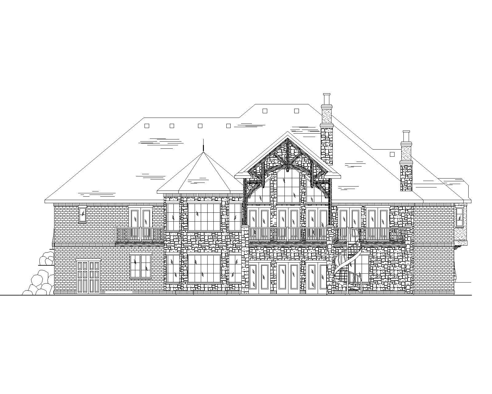Home Plan Rear Elevation of this 5-Bedroom,2783 Sq Ft Plan -135-1042