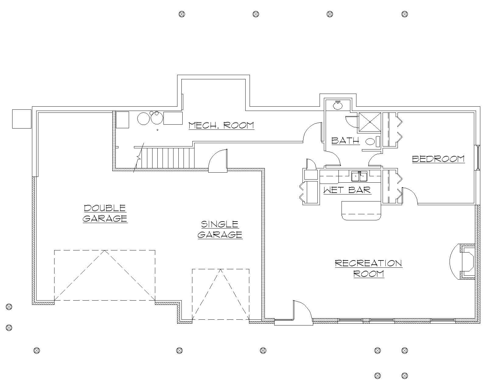 Floor Plan Basement of Country Plan #135-1046