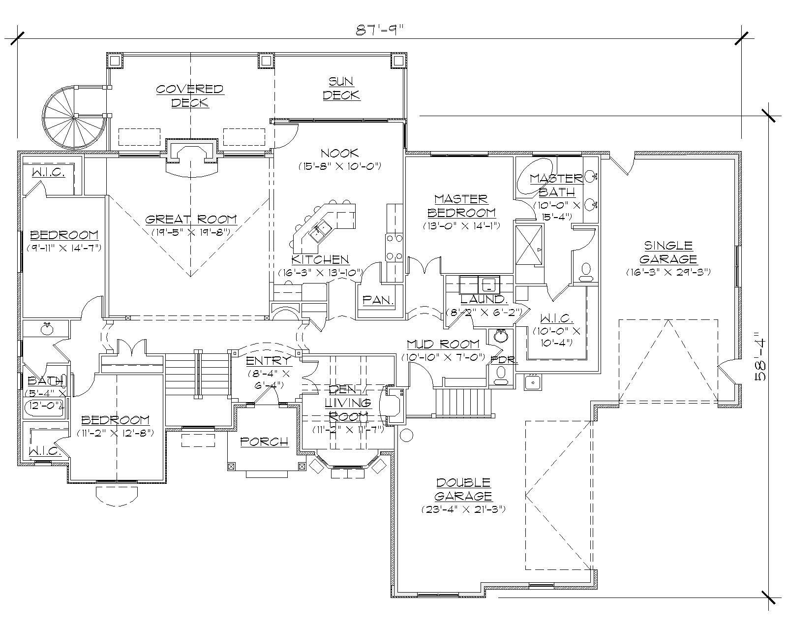 Floor Plan First Story of European Plan #135-1052