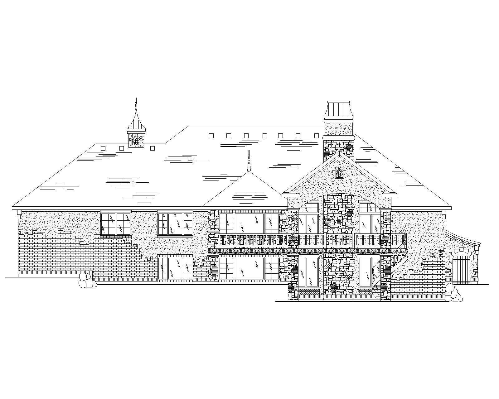 Home Plan Rear Elevation of this 6-Bedroom,2866 Sq Ft Plan -135-1052