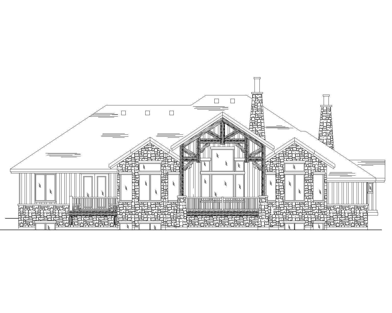 Home Plan Rear Elevation of this 6-Bedroom,2597 Sq Ft Plan -135-1054