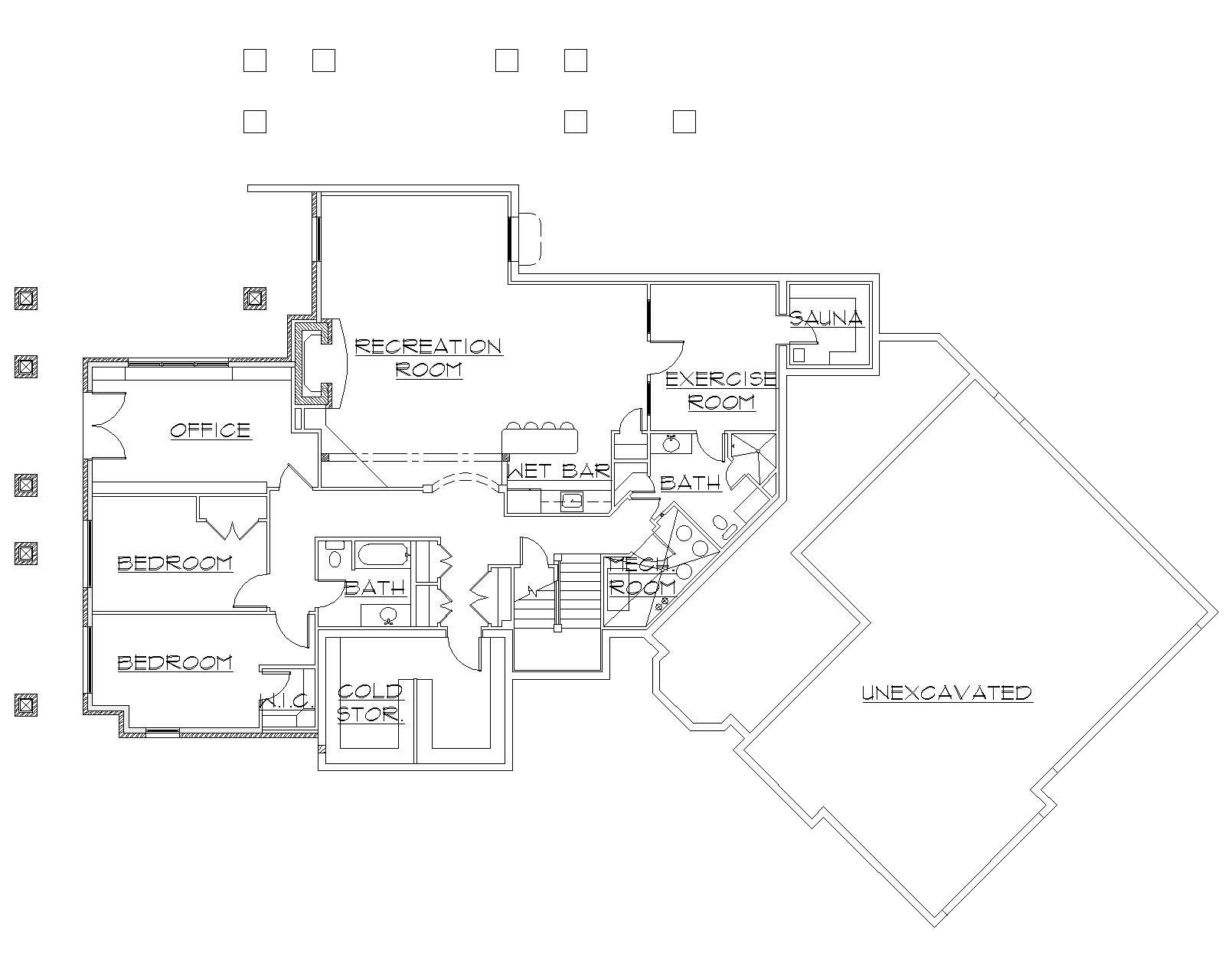 Floor Plan Basement of Country Plan #135-1055